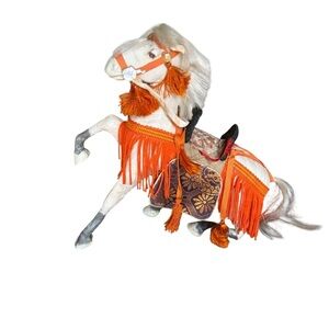 Vintage Equestrian Samurai White Horse Fancy Dress Japan Paper Mache 8"